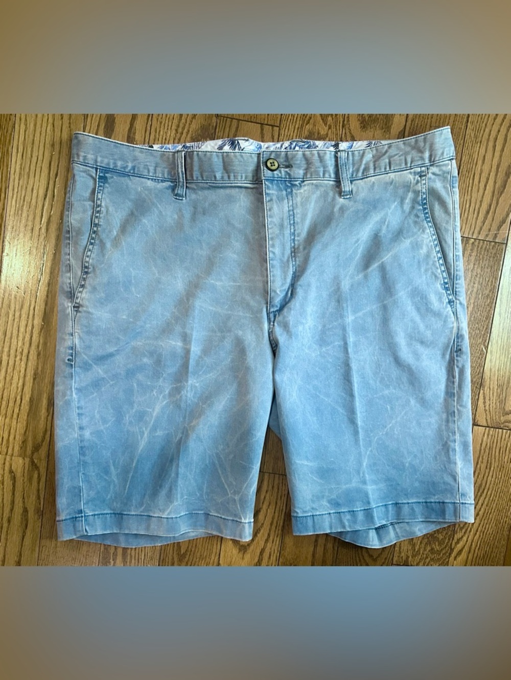 Tommy Bahama Washed Light Blue Flat Front Shorts